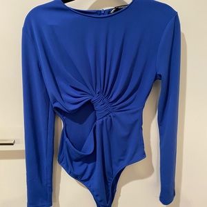 Blue Zara Cutout Bodysuit